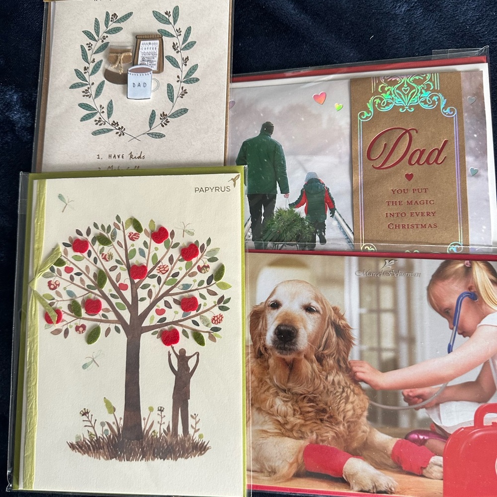 Papyrus Greeting Cards Set - Green, Red, Brown, Cream